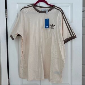 Adidas Men's Cream T-Shirt with Brown Accents Size 2XL NWT